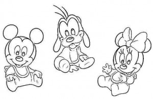 Disney-babies-mickey-goofy-and-minnie-coloring-page, minnie mouse, party cu minnie mouse, petrecere cu minnie mouse, activitati de petrecere, jocuri de petrecere