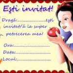 alba ca zapada invitatii, invitatii petrecere, invitatii de party, invitatii petrecere cu alba ca zapada