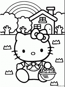 fise de colorat, planse de colorat, fise de colorat cu hello kitty, hello-kitty-coloring-draw_013