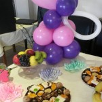 aranajment din baloane candy bar, aranjament din baloane mese botez