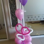 aranjamente din baloane botez, baloane roz si mov