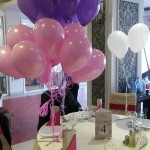 baloane cu heliu roz si mov, decor baloane botez