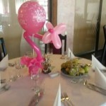 decor din baloane masa botez tematica roz